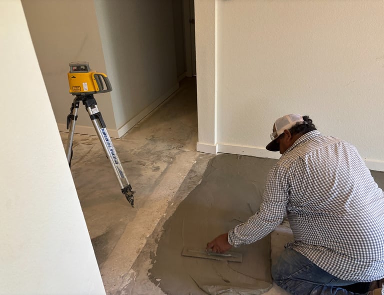 Interior concrete floor finishing by Andrew & Perez Concrete